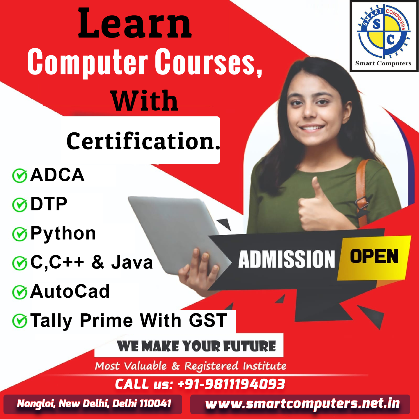 Learn computer courses with certification in Nangloi Delhi